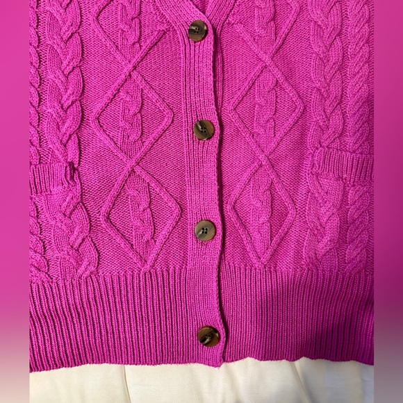 Olivaceous Cable Knit Button Down Sweater - Picture 3 of 5